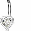 Melighting Melighting Heart Titanium Belly Button Ring Internally Threaded 14G Dangle Belly Ring Belly Piercing Jewelry Titanium G23 Naval Ring Clear Cz 10Mm Body Piercing Jewelry | Body Piercing Barbells