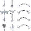 Vsnnsns Vsnnsns 16G Rook Daith Piercing Jewelry Surgical Steel 8Mm Curved Barbell Eyebrow Rings Cartilage Helix Tragus Belly Lip Rings Cz Piercing Jewelry Kit Daith Rook Earrings For Women Men 12Pcs | Body Piercing Barbells