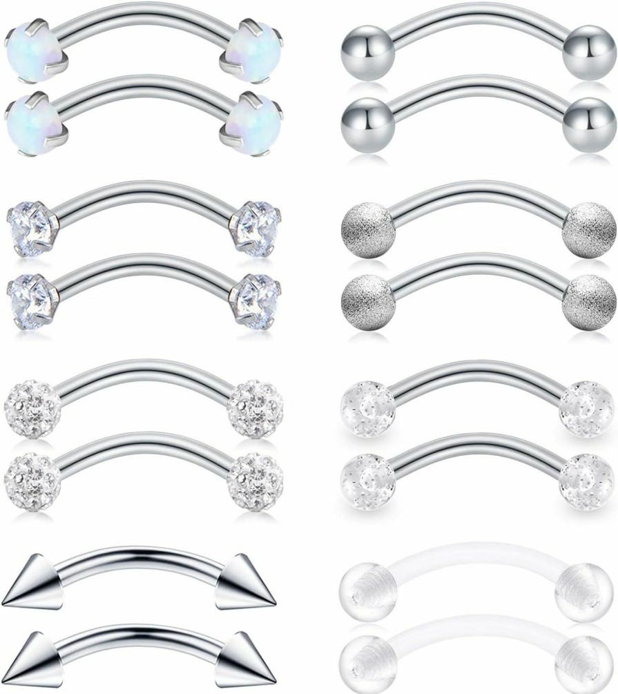 Mayhoop Mayhoop 16G Stainless Steel Daith Rook Earring 8Mm 10Mm Curved Barbell Eyebrow Rings Piercing Jewelry For Women Men | Body Piercing Barbells