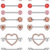 Vegolita Vegolita 8 Pairs 14G 316L Stainless Steel Nipple Rings For Women Girls Heart-Shape Nipple Rings Cz Barbell Nipplerings Piercing Jewelry | Body Piercing Barbells