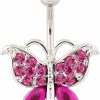 Lenacou Lenacou Butterfly Belly Button Rings 14G Surgical Stainless Steel Navel Barbell Stud Cubic Zirconia Body Piercing | Body Piercing Barbells