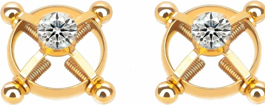 Viallct Viallct 2Pcs Non-Piercing Nipple Rings Stainless Steel Cz Nipple Shield Rings Adjustable Barbell Ring Bar Nipple Rings Body Nipple Jewelry | Body Piercing Barbells