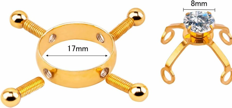 Viallct Viallct 2Pcs Non-Piercing Nipple Rings Stainless Steel Cz Nipple Shield Rings Adjustable Barbell Ring Bar Nipple Rings Body Nipple Jewelry | Body Piercing Barbells