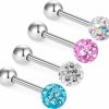 ZHIYAOR Zhiyaor Anti-Allergy Surgical Steel Tongue Rings Women Handmade Epoxy Crystal Piercing Barbells 14G 16Mm | Body Piercing Barbells