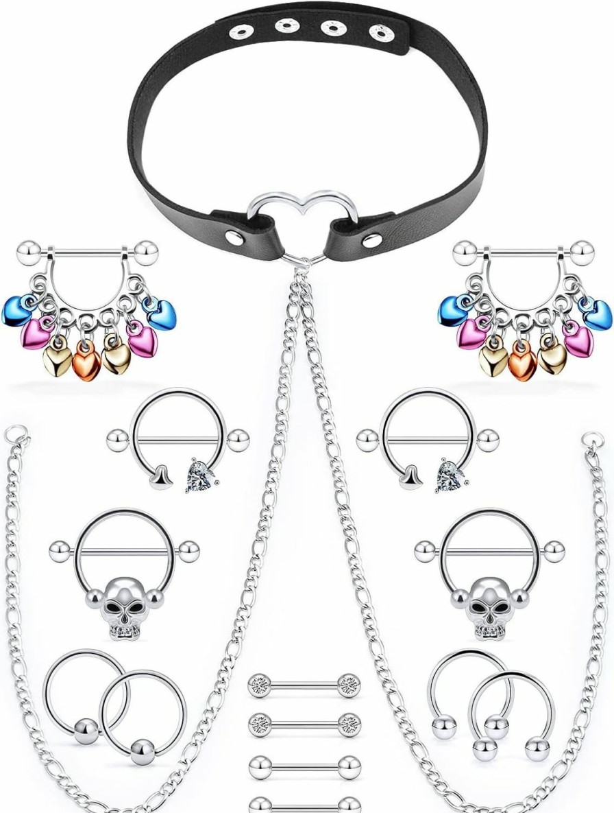 Vsnnsns Vsnnsns 14G Nipple Rings Nipplering For Women 14Mm Stainless Steel Captive Nipple Rings Tongue Ring Piercing Barbell Hoop Nipple Rings Body Piercing Jewelry | Body Piercing Barbells