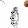 BodyAce Bodyace 925 Sterling Silver Skull Belly Button Rings, 14G Clicker Belly Barbell Navel Rings For Men Women, 16G Reverse Curved Punk Belly Piercing Jewelry | Body Piercing Barbells