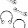 Hoeudjo Hoeudjo Grade 23 Titanium Externally Threaded Nipple Bar Barbell Rings Nipplerings Piercing Jewelry For Women Men 16G 14G | Body Piercing Barbells