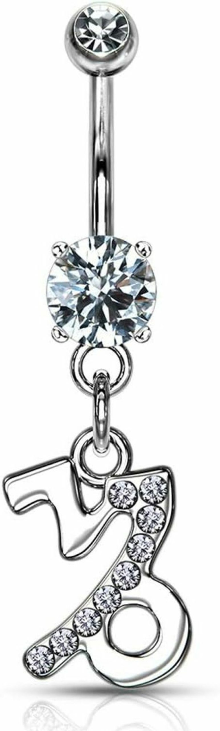 Forbidden Body Jewelry Surgical Steel Cz Jeweled Zodiac Sign Dangle Belly Button Ring | Body Piercing Barbells