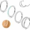 LOLIAS Lolias 14G Belly Button Rings Hoop For Women G23 Titanium Clicker Belly Button Rings Gold Silver Tone Cz Opal Navel Rings Segment Belly Piercing Jewelry 3Pcs 10Mm 12Mm | Body Piercing Barbells