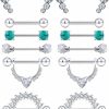 Dyknasz Dyknasz 14G Nipple Rings For Women Surgical Steel Nipple Piercing Jewelry Nipple Shield Barbell Ring Bar Clear Diamond Cz Set | Body Piercing Barbells