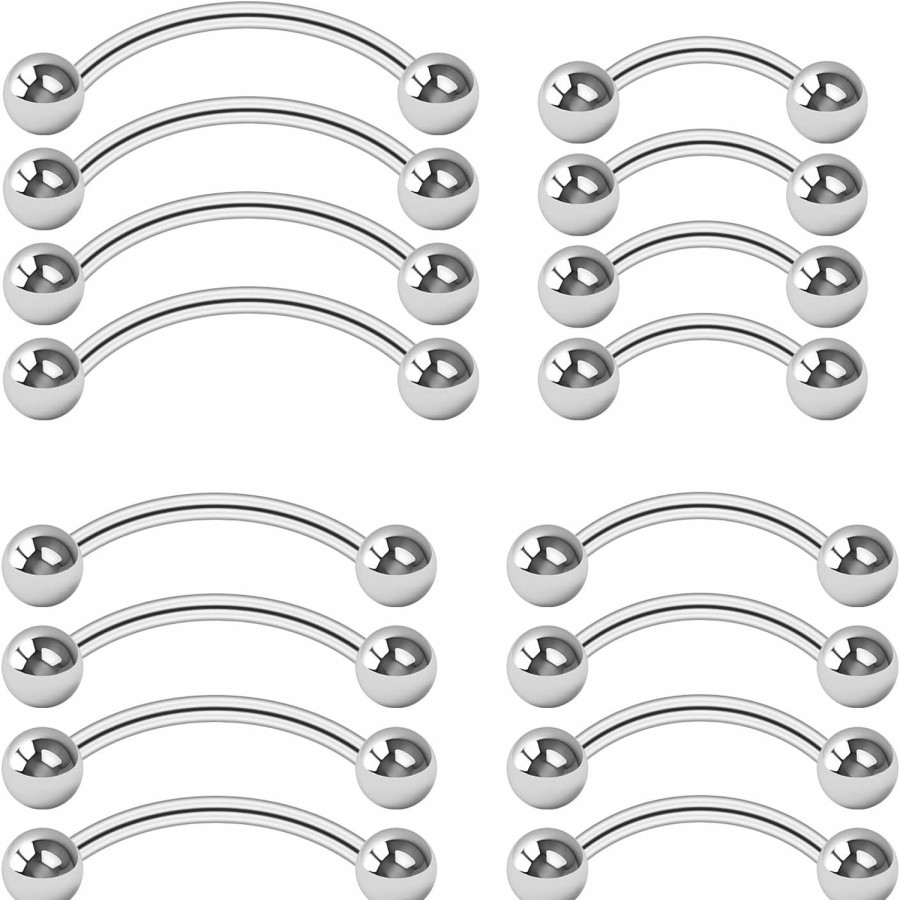 CrazyPiercing Crazypiercing 18G Curved Barbell Piercing Jewelry 16P Tragus Rook Eyebrow Rings Surgical Steel Vch Piercings Jewelry For Men/Women 6Mm 8Mm 10Mm 12Mm | Body Piercing Barbells