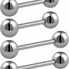 Amazon 4Pcs Stainless Steel Tongue Rings Piercing Jewelry 14 Gauge Nipple Barbell Body Piercing Jewelry Eyebrow Stud For Women Men Girls | Body Piercing Barbells