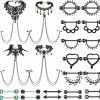 Sasylvia Sasylvia 24 Pcs 14G Nipple Rings For Women And Piercing Bra Body Chain 316L Stainless Steel Nipple Straight Piercing Barbell Adjustable Bra Body Piercing Jewelry Set | Body Piercing Barbells