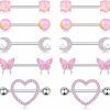 Zankulas Zankulas Nipple Rings Surgical Steel Nipple Piercing Jewelry 14G For Women With Cute Heart Buttertly Moon Elements | Body Piercing Barbells