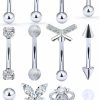 Hoeudjo Hoeudjo 12Pcs 16G Stainless Steel Rook Daith Earrings For Women Small Belly Rings Vertical Lip Stud Surface Tragus Body Piercing Jewelry Curved Barbell Eyebrow Rings For Men | Body Piercing Barbells