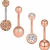 Ruifan Ruifan 14G Cubic Zirconia Ball Belly Button Rings Navel Barbell Body Jewelry Piercing 4-6Pcs | Body Piercing Barbells