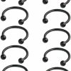 Ruifan Ruifan 10Pcs 16G Cbr Horseshoe Circular Rings Black Titanium Anodized 316L Surgical Steel For Lip, Septum Piercing Jewelry & Cartilage 3Mm Balls 6-12Mm | Body Piercing Barbells