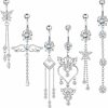 JOERICA Joerica 6 Pcs 14G Belly Button Rings Dangle For Women Stainless Steel Cz Navel Rings Set Cute Butterfly Belly Rings Body Piercing Jewelry | Body Piercing Barbells