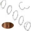 ORAZIO Orazio 14G Belly Button Ring Hoop Surgical Steel Belly Button Hoop Rings Hinged Seamless Clicker Belly Ring Cz Paved Belly Piercing Jewelry Gold Silver 10/12Mm | Body Piercing Barbells