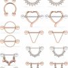 SCERRING Scerring 14G Nipple Rings Stainless Steel Nipplerings Cz Heart Tongue Shield Barbell Rings Retainer Body Piercing Jewelry For Women 9/16Inch 8 Pairs | Body Piercing Barbells