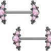 Pierced Owl Pierced Owl - 14G G23 Implant Grade Titanium Threadless Push-In Triple Cz Crystal And Ball Clusters Nipple Barbells, Sold As A Pair | Body Piercing Barbells