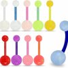 AtoZ Piercing Hwojjha 10 Uv Luminescent Balls, Bioplastic Flexible Banana Belly Button Buckle (10 Mixed Colors) | Body Piercing Barbells