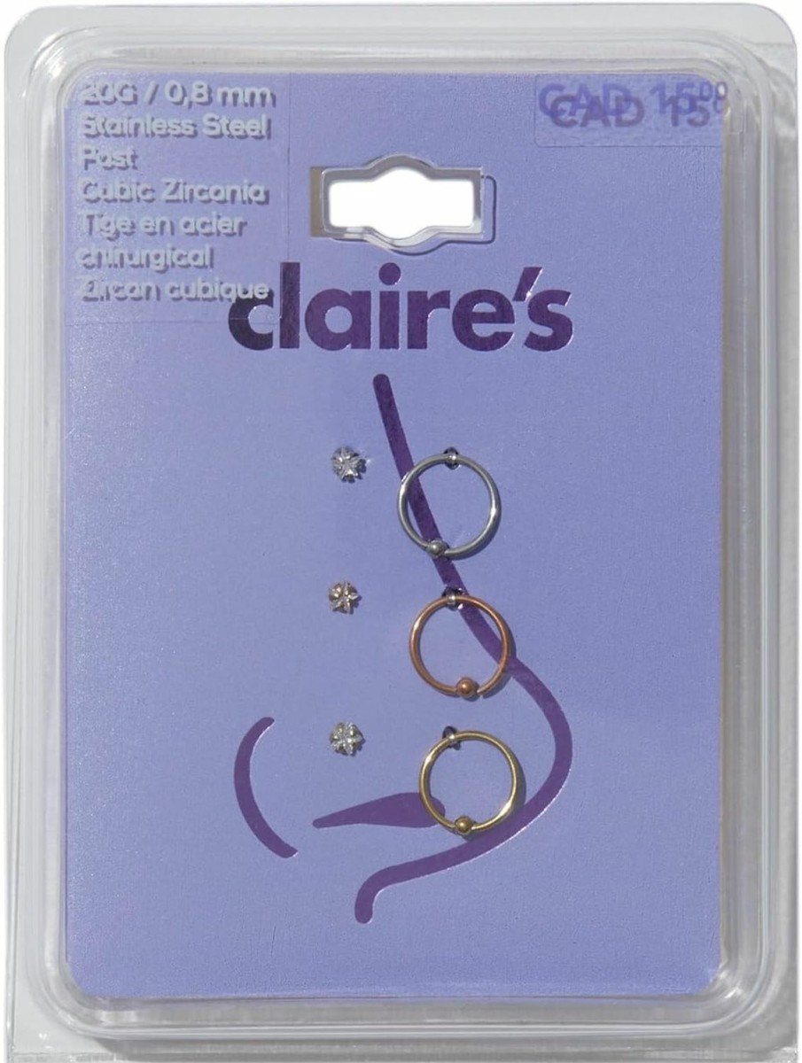 Claire's Claire'S Nose Ring Studs & Hoops Hypoallergenic Nose Piercings Exclusive Stud & Hoop Nose Rings For Women | Body Piercing Barbells