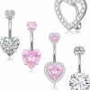 Gemtastic Gemtastic Cute Pink Heart Surgical Steel Belly Button Rings Belly Piercing Jewelry Belly Rings For Women Navel Piercing Jewelry | Body Piercing Barbells