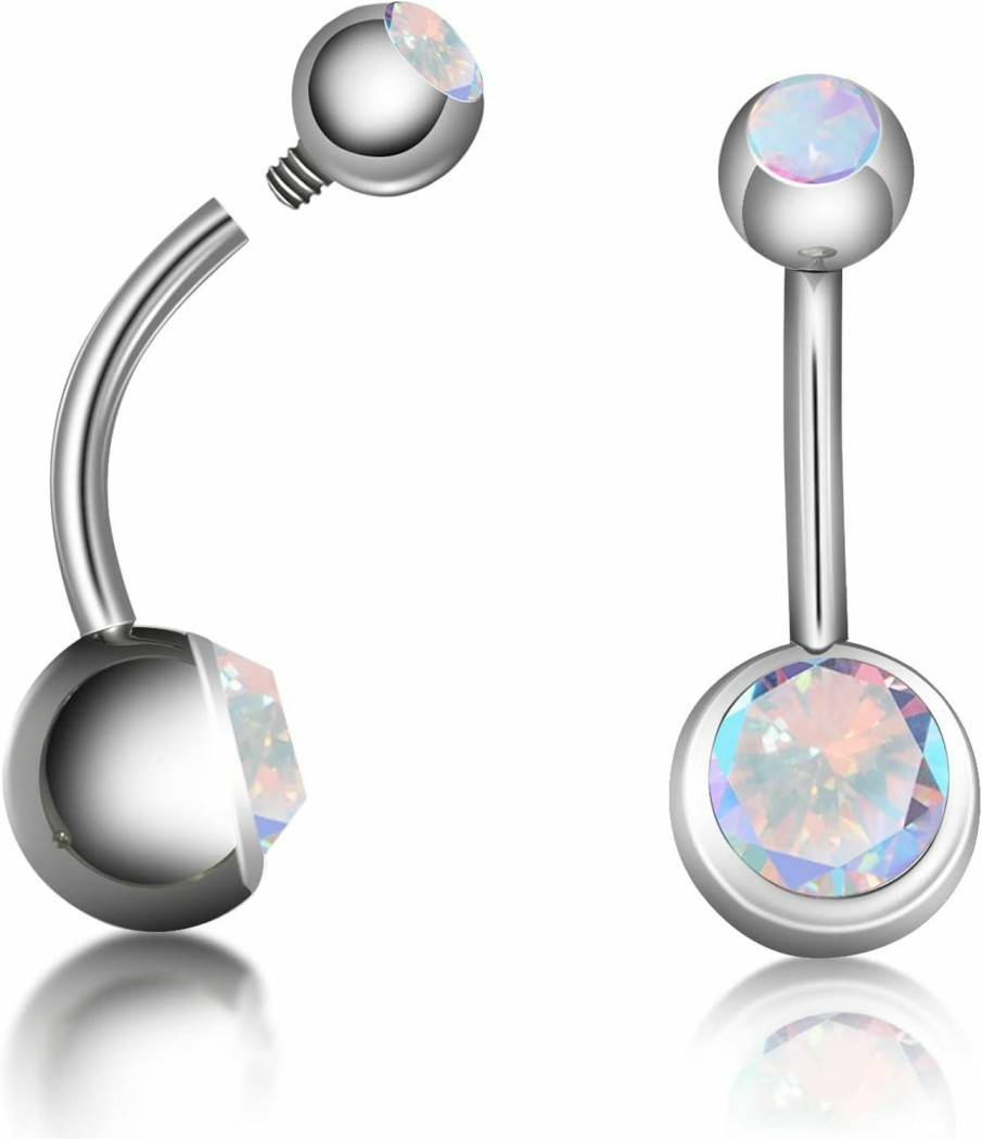 ZYTAIJEW Zytaijew Hypoallergenic 14G 10Mm G23 Pure Titanium Internally Threaded Belly Button Rings Petite Navel Ring For Women Body Piercing Jewelry Colorful Cz Astm F136 Belly Bars | Body Piercing Barbells