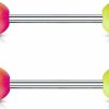 Forbidden Body Jewelry Forbidden Body Jewelry 16Mm Surgical Steel Nipple Barbells With 6Mm Two-Tone Rubber Coated End Balls | Body Piercing Barbells