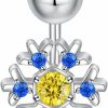 LELOUCHY Lelouchy Belly Button Rings 925 Sterling Silver Flower Navel Barbell Stud Body Piercing Jewelry For Women | Body Piercing Barbells