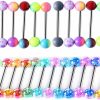 Riuziyi Riuziyi 12Pcs Or 24Pcs Tongue Rings For Women Candy Color Ball Tongue Nipple Piercing 14G Surgical Steel Barbell Tongue Retainer Body Jewelry Bar Length 16Mm | Body Piercing Barbells