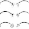 LOAYHOAY 6Pcs 16G G23 Pure Titanium Eyebrow Rings Daith Rook Earrings Eyebrow Studs Curved Barbell Tragus Rook Daith Piercing Jewelry Snake Eyes 6Mm/8Mm/10Mm/12Mm | Body Piercing Barbells