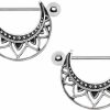 Pierced Owl Pierced Owl Tribal Crescent Moon Half Circle Nipple Rings, Sold As A Pair | Body Piercing Barbells