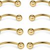 Ruifan Ruifan 4Prs(8Pcs) Eyebrow Piercing Jewelry Curved Barbell With Ball Kit Eyebrow Tragus Lip Ring 16G 16 Gauge 6Mm/8Mm/10Mm/12Mm | Body Piercing Barbells