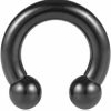 Ruifan Ruifan Black Plated 316L Surgical Steel Circular Internally Threaded Barbell Horseshoe 2G 4G 6G 8G 0G 00G | Body Piercing Barbells