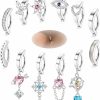 Jstyle Jstyle 12Pcs 14G Clicker Belly Button Ring For Women Surgical Steel Belly Rings Cz Heart Butterfly Flower Hoop Belly Button Rings Simple Reverse Navel Rings Barbell Body Piercing Jewelry | Body Piercing Barbells