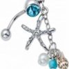 Body Accentz Body Accentz Belly Button Ring Rose Gold Starfish Under The Sea Navel 14 Gauge 3/8'' Bar Beach Turtle Shells | Body Piercing Barbells