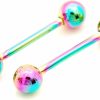 Generic Pair 14G 3/4\" Rainbow Titanium Steel Tongue Nipplerings Nipple Piercing Barbell Style 88888-284 | Body Piercing Barbells