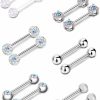 Sumind 6 Pairs Nipple Bars Surgical Stainless Steel Piercing Titanium Barbell Ring Tongue Ring Cubic Zirconia Nipple Rings Body Piercing Jewelry, 14 Gauge | Body Piercing Barbells