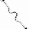 Amelia Fashion Amelia Fashion 14 Gauge Wavy Industrial Barbell Cartilage 316L Surgical Stainelss Steel (Choose Length) | Body Piercing Barbells