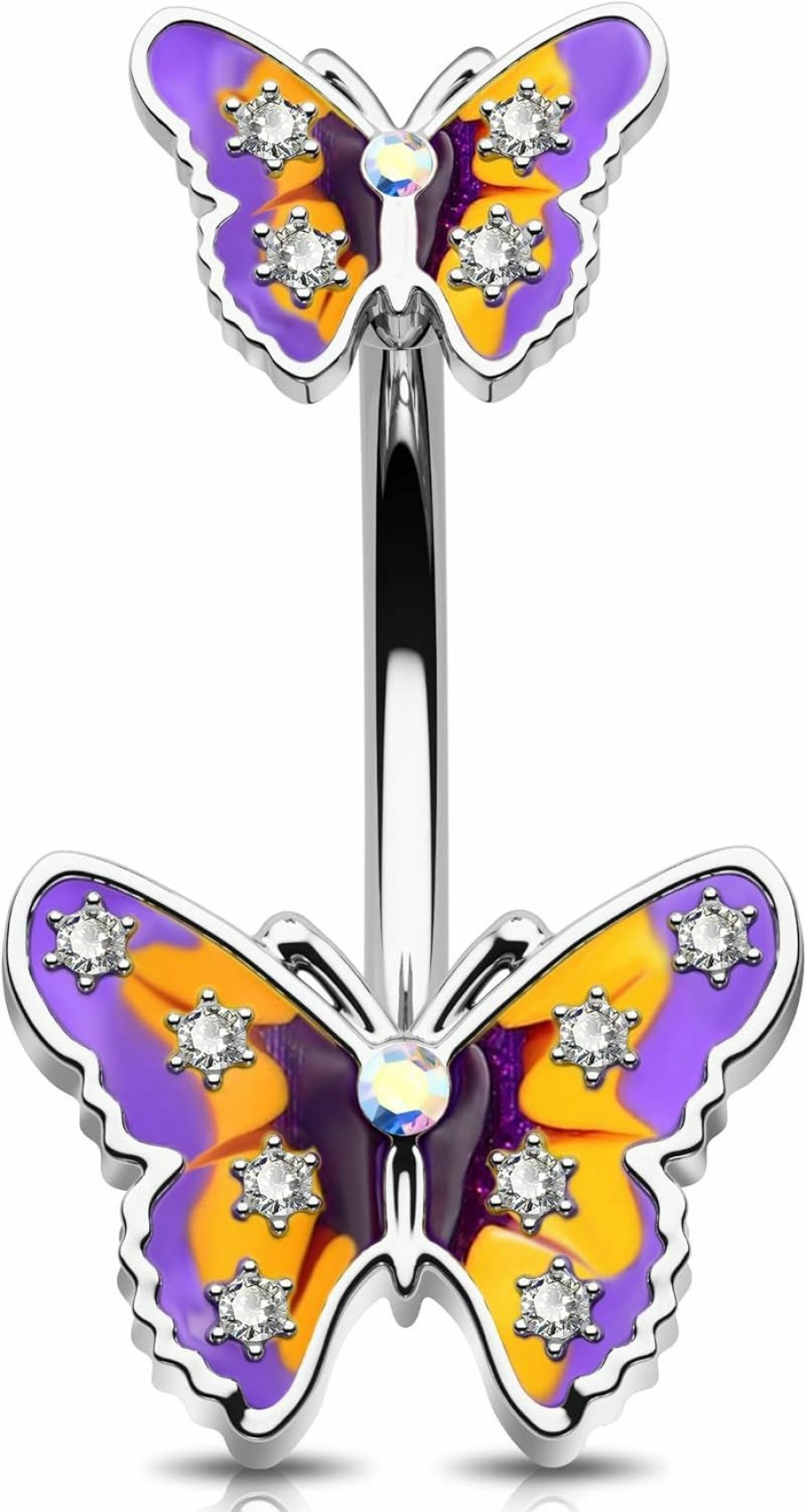 Jewseen Jewseen Butterfly Belly Button Ring Surgical Steel 14G Belly Ring Purple Navel Piercing Jewelry Curved Barbell Belly Piercing Jewelry For Women Girls | Body Piercing Barbells