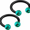 bodyjewellery Bodyjewellery 2Pcs 16G Circular Barbell Black Titanium G23 Ear Helix Lip Eyebrow Tragus Nose Snake Septum Cartilage Bite Ring B2Ict | Body Piercing Barbells