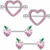 FLOGWE Flogwe 14G Heart Nipple Rings 316L Stainless Steel Nipple Barbell Nipple Barbells Cz Heart Nipple Tongue Rings Nipple Ring Body Pierced Jewelry For Women | Body Piercing Barbells