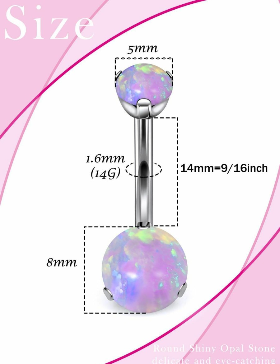 Goerhsjie Goerhsjie F136 Titanium Opal Belly Button Rings Belly Button Ring Titanium Titanium Belly Ring Titanium Belly Button Ring Titanium Belly Rings Titanium Belly Piercing Belly Button Piercing Titanium | Body Piercing Barbells