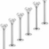 Dyknasz Dyknasz Labret Studs 16G Surgical Steel Monroe Barbell Lip Ring Piercing Jewelry Clear Diamond Cz With Flat Back For Women Men | Body Piercing Barbells