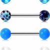 OUFER Oufer 4Pcs Tongue Rings, 316L Surgical Steel Tongue Piercing Jewelry, Blue Tongue Piercings, 14G Tongue Ring Balls, Cute Tongue Rings For Women Men | Body Piercing Barbells