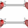 Kokoma 14G Angels And Demons Nipple Rings Stainless Steel Red Crystal Diamond Love Heart Tongue Ring Nipple Shield Barbell Ring Bar Nipplerings Piercing Body Jewelry Gifts For Women Girls | Body Piercing Barbells