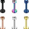 Ruifan Ruifan 3Mm Mix Color Cz Gem Internally Threaded Labret Monroe Lip Ring Tragus Nail Helix Earring Stud Barbell Piercing Jewelry 16G 10Mm 6Pcs | Body Piercing Barbells