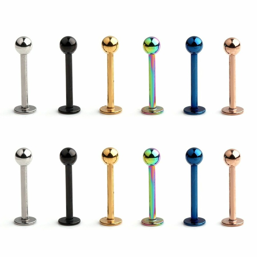 Ruifan Ruifan 12Pcs Assorted Colors Stainless Steel 3Mm Ball Labret Monroe Lip Ring/Tragus/Helix Earring Stud Barbell Body Piercing Jewelry 16G 10Mm | Body Piercing Barbells